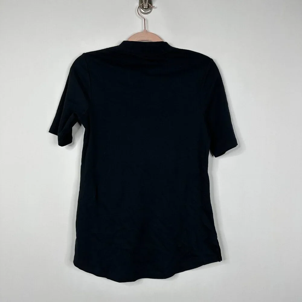 2/$30 Isaac Mizrahi Round V-Neck Short Sleeve Tee Black XS #1560